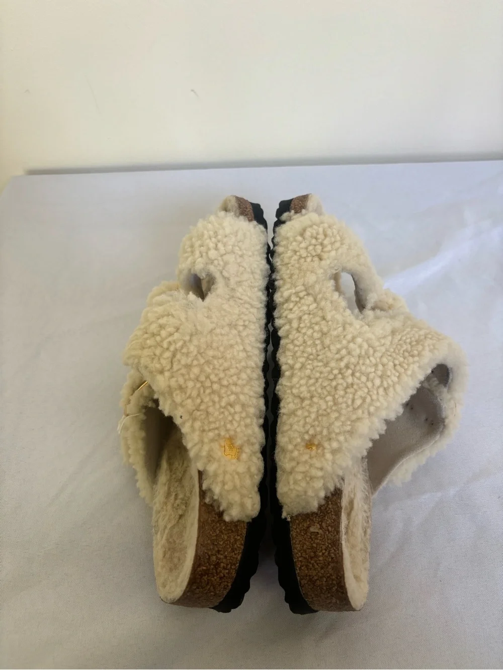 Birkenstock Arizona Big Buckle Shearling Sandals Sz 7 Eu 38 Narrow teddy New - Picture 4 of 6
